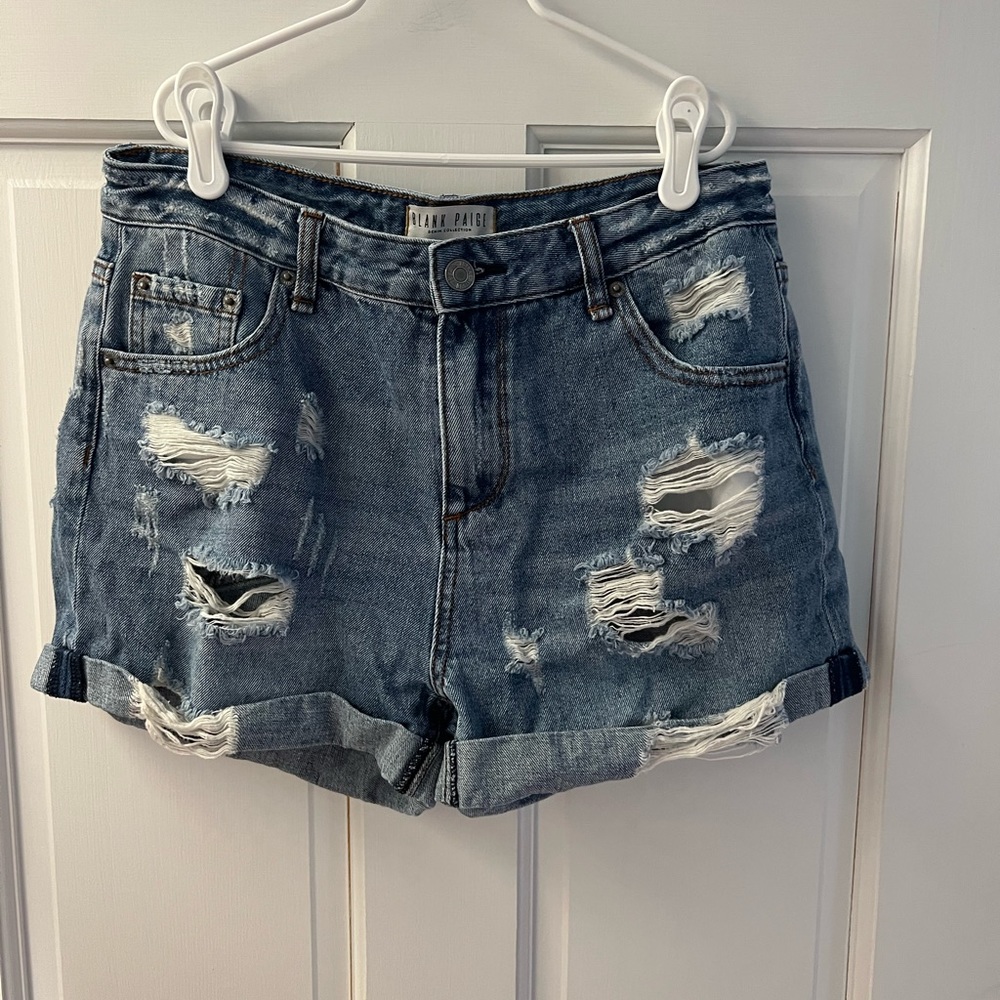 High rise blue jean shorts